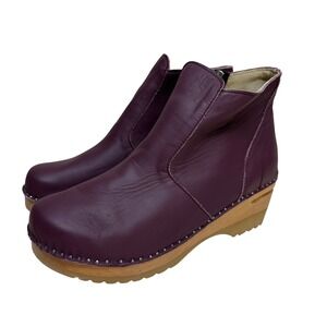 Troentorp Turner Leather Boots Clog Sweden Zip Up Burgundy Size 47 / US 13.5-14